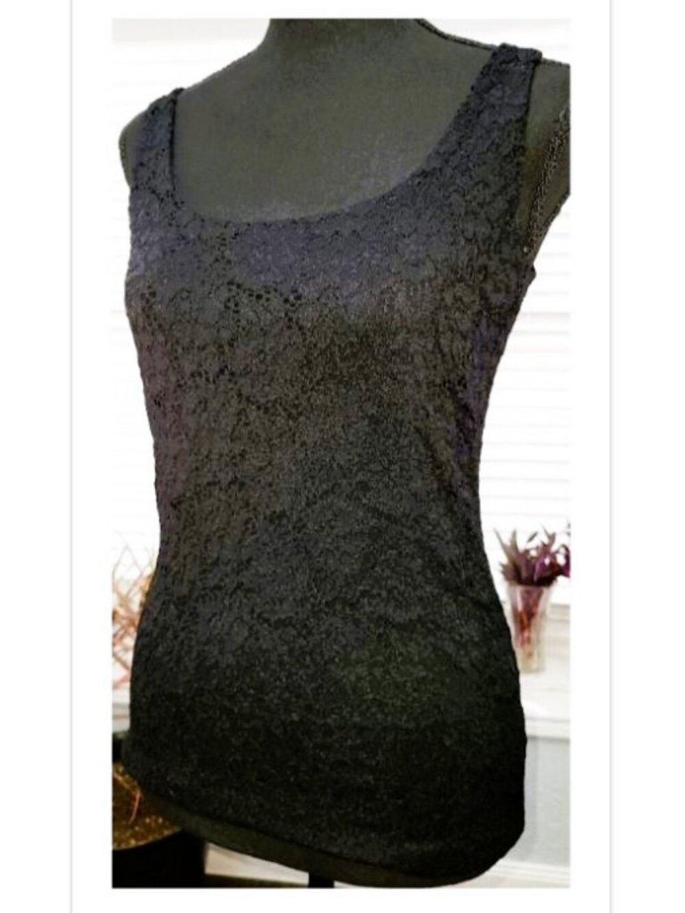 WHBM Black Lace Lined Tank XS